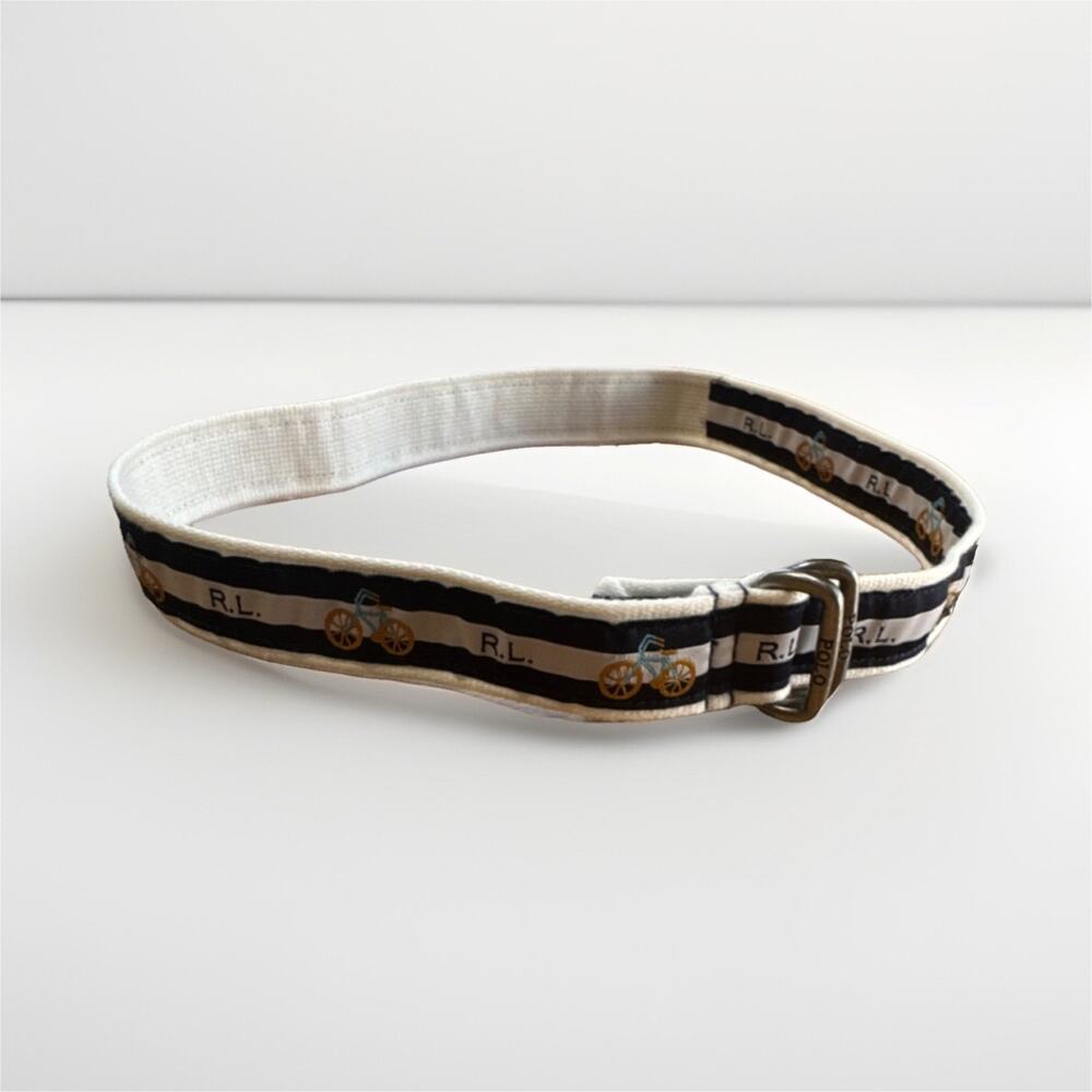 Polo Ralph Lauren Kids Boys Adjustable Belt Striped Bicycle Navy White